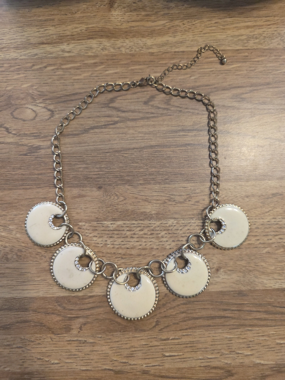 Avon Gold-Tone Necklace with Cream Disc Charms